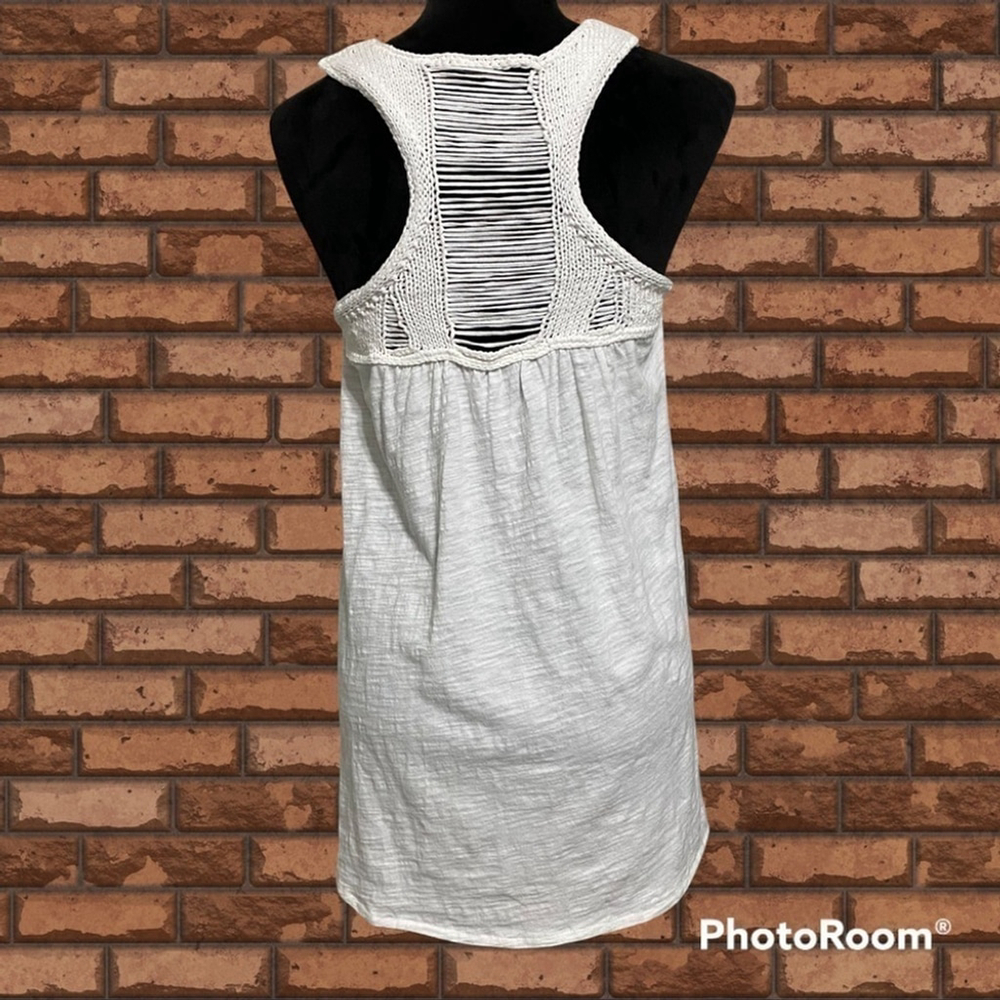 Velvet sleeveless boho tank top beads white size Medium - Picture 3 of 7